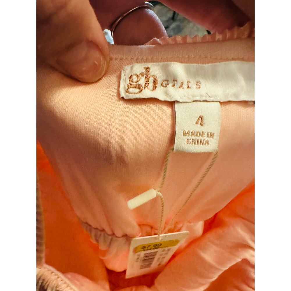 GB Girls Light Peach Solid Girls Ribbed Sleeveless Romper Size 4 NWT - Picture 3 of 3
